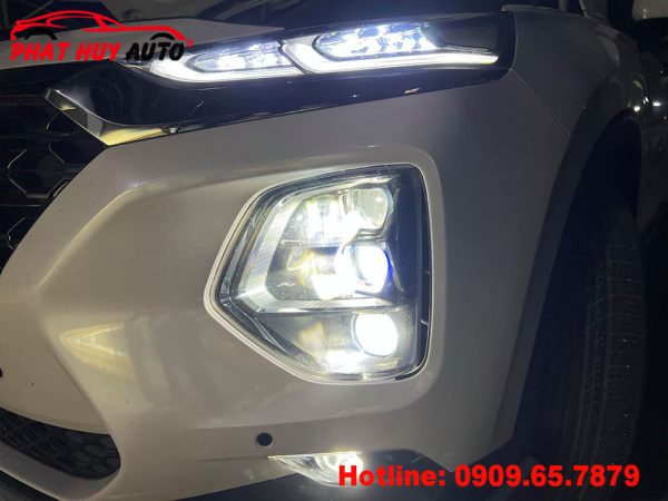 Độ đèn Bi LED Domax Omega Laser Hyundai Santafe