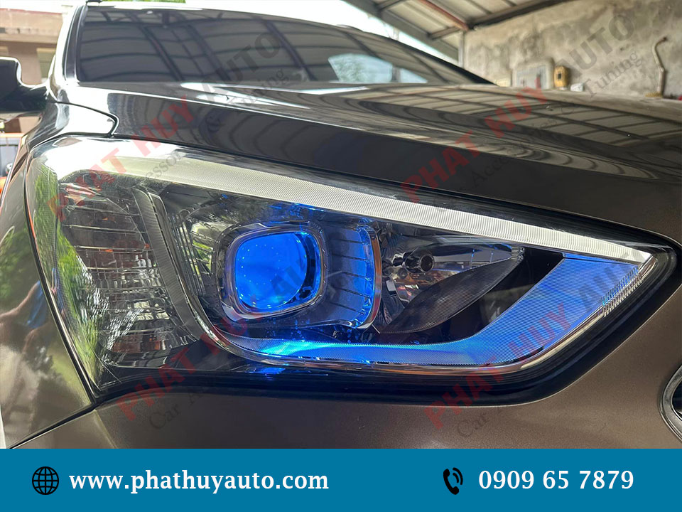 Độ đèn bi led Santafe 2014