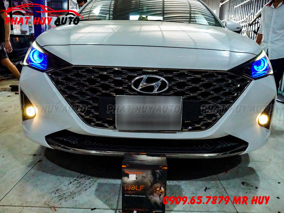 Độ đèn Bi led Wolf Light xe Accent 2021