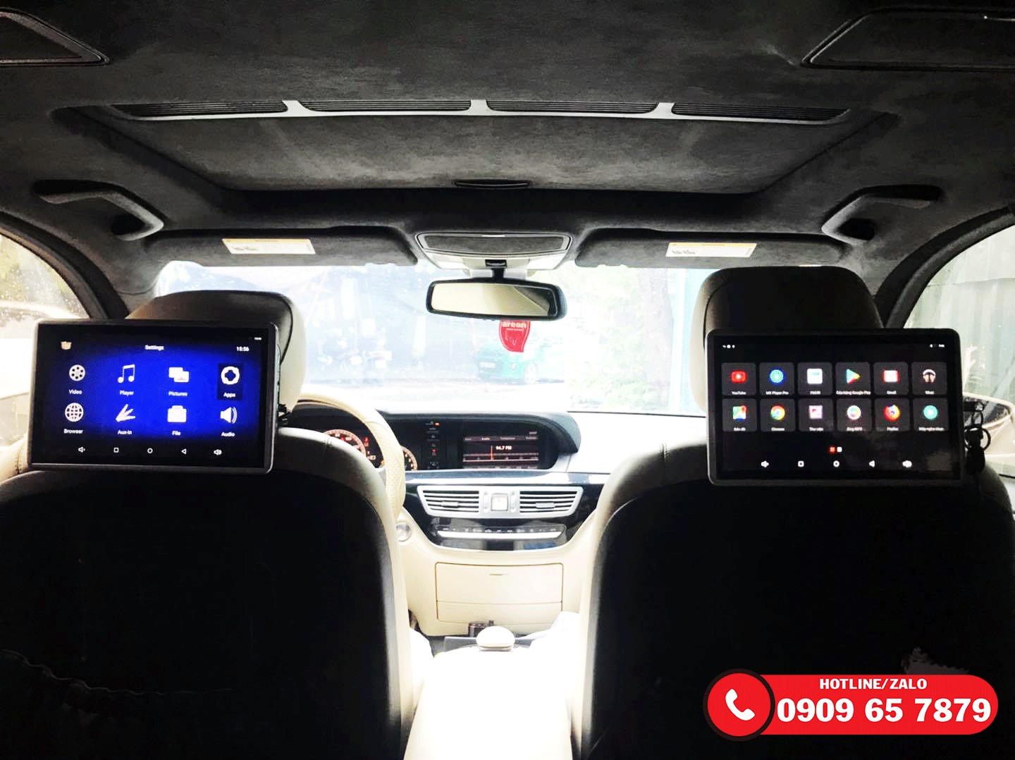 Màn hình gối đầu mercedes s550